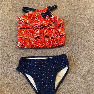 Red, white and blue toddler tankini 5T